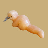 Peach Alabaster Otter w/Fish Zuni Fetish