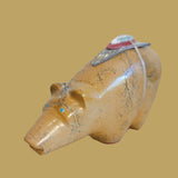 Large Zuni Stone/Travertine Bear with Colorful Pack and Paws Zuni Fetish