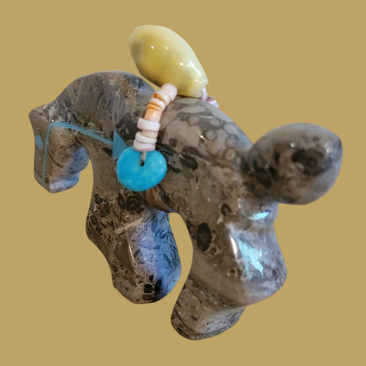 Healing Horse w/ Heartline and Cool Cowrie Pack Zuni Fetish