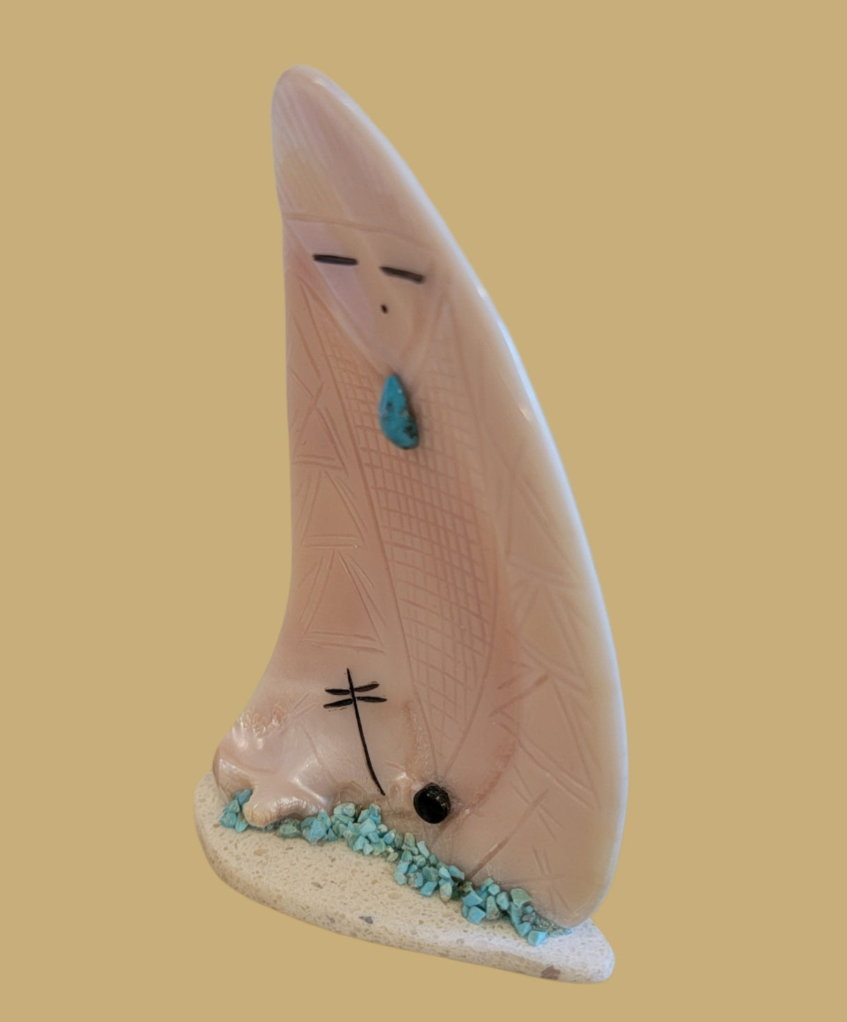 Large Pink Mussel Shell Zuni Corn Maiden Zuni Fetish