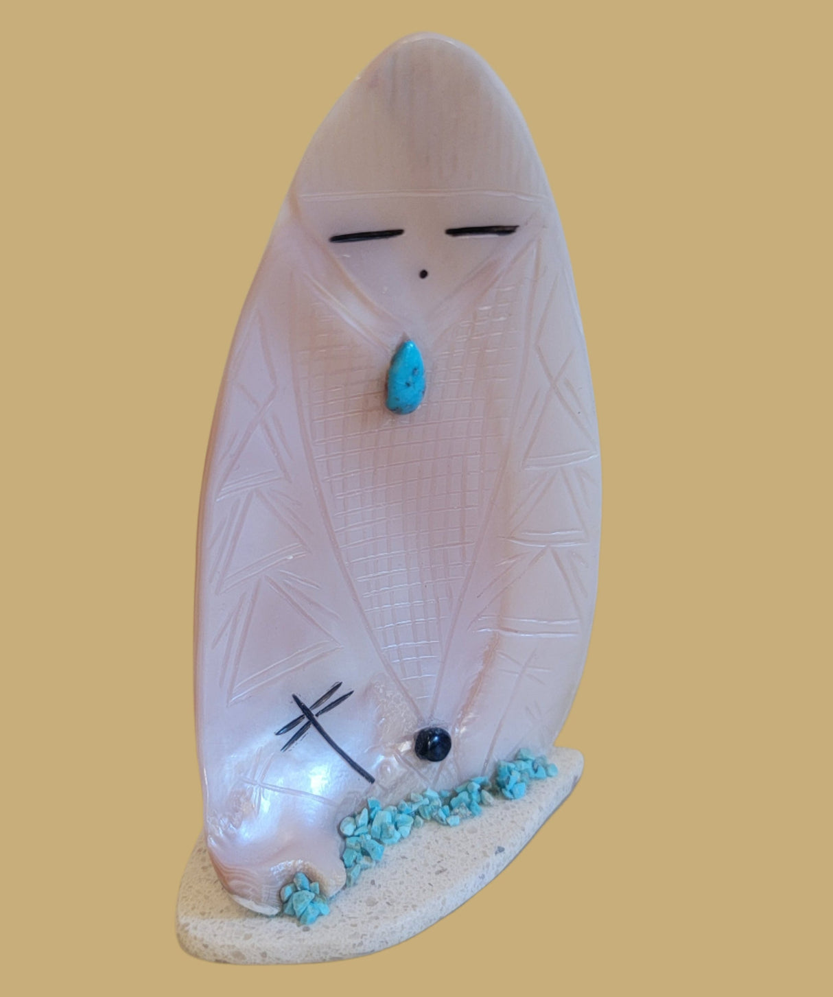 Large Pink Mussel Shell Zuni Corn Maiden Zuni Fetish