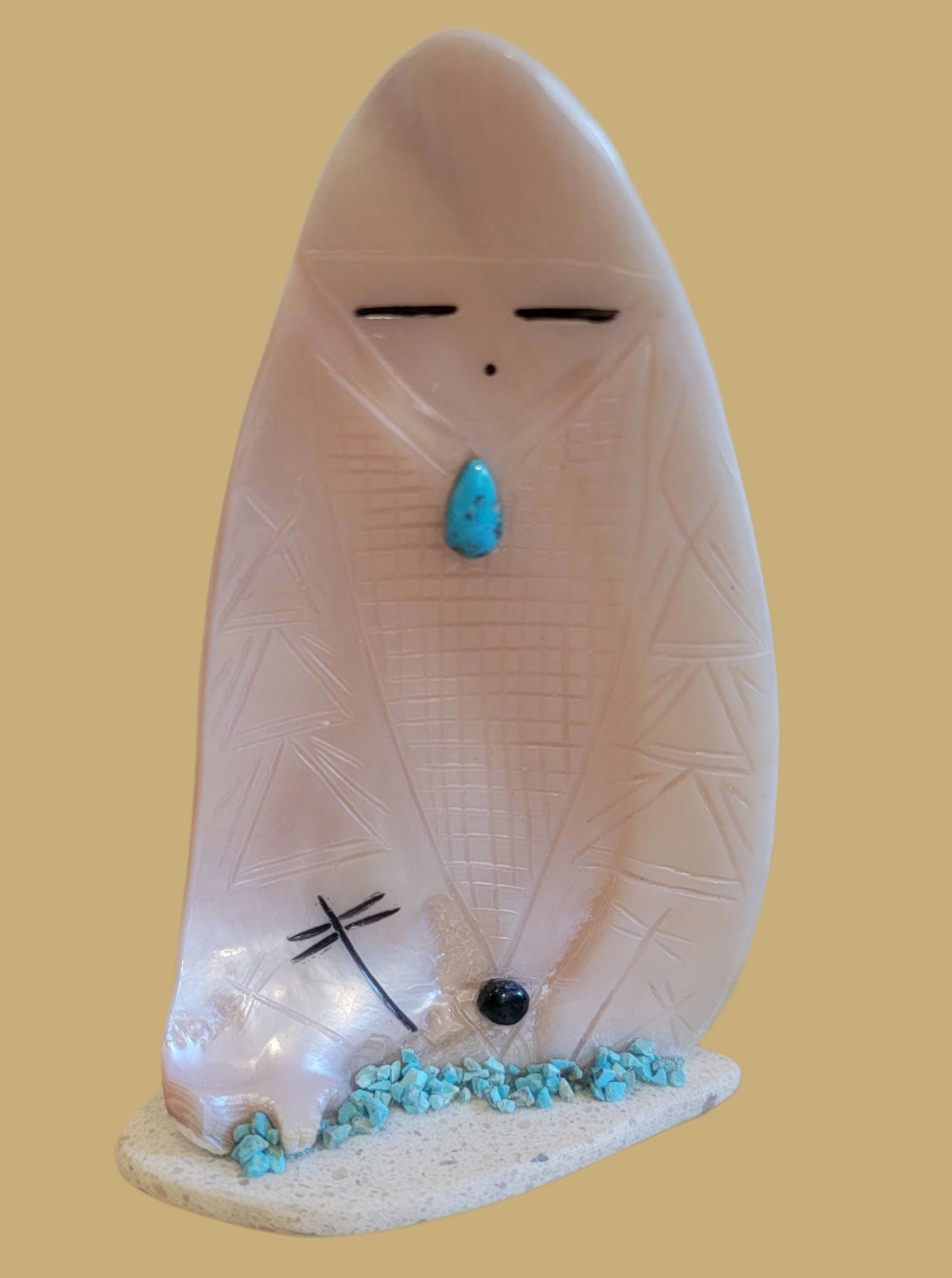 Large Pink Mussel Shell Zuni Corn Maiden Zuni Fetish