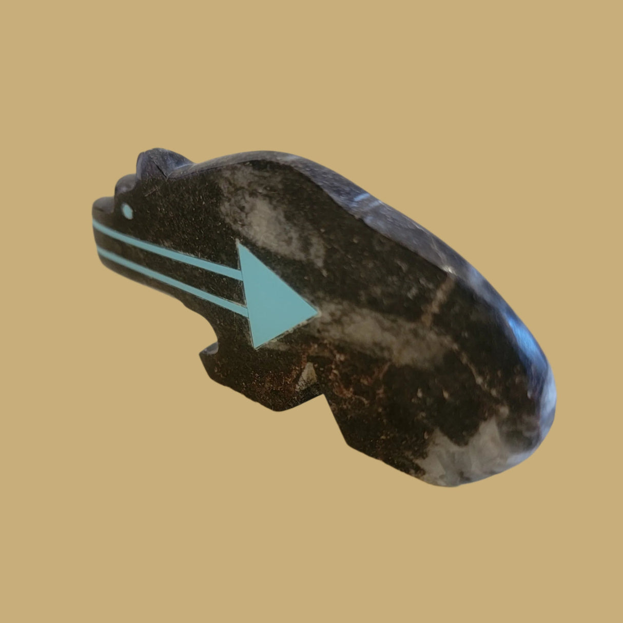 Ammonite Bear w/Double Heartline Zuni Fetish