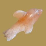 Orange Alabaster Dolphin w/ Silver Eyes Zuni Fetish