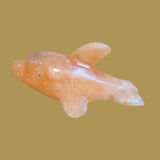 Orange Alabaster Dolphin w/ Silver Eyes Zuni Fetish
