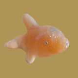 Orange Alabaster Dolphin w/ Silver Eyes Zuni Fetish