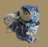 Sunset Sodalite Great Horned Owl with "Bling" Zuni Fetish