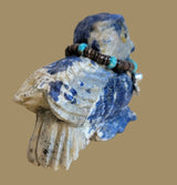 Sunset Sodalite Great Horned Owl with "Bling" Zuni Fetish