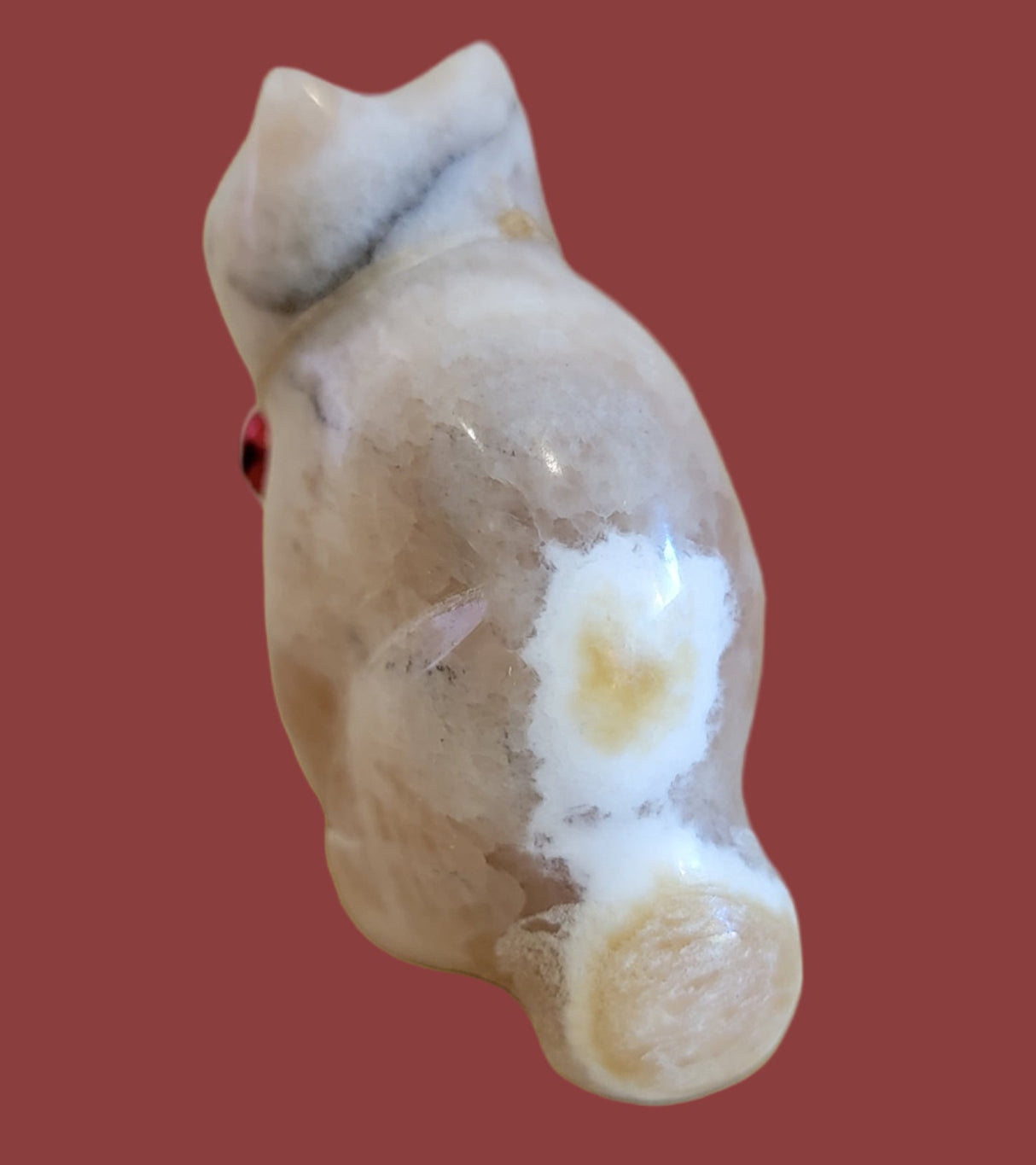 Onyx Kitty Cat w/ Red Jingle Bell Collar Zuni Fetish is Purr-fect for the Holidays