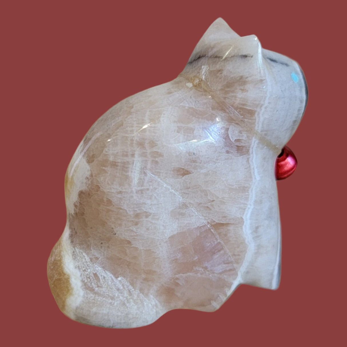 Onyx Kitty Cat w/ Bell Collar Zuni Fetish