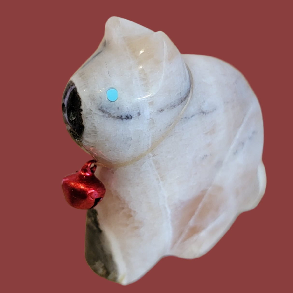 Onyx Kitty Cat w/ Bell Collar Zuni Fetish