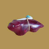Beautiful Cranberry Slag Glass Zuni Fetish Badger