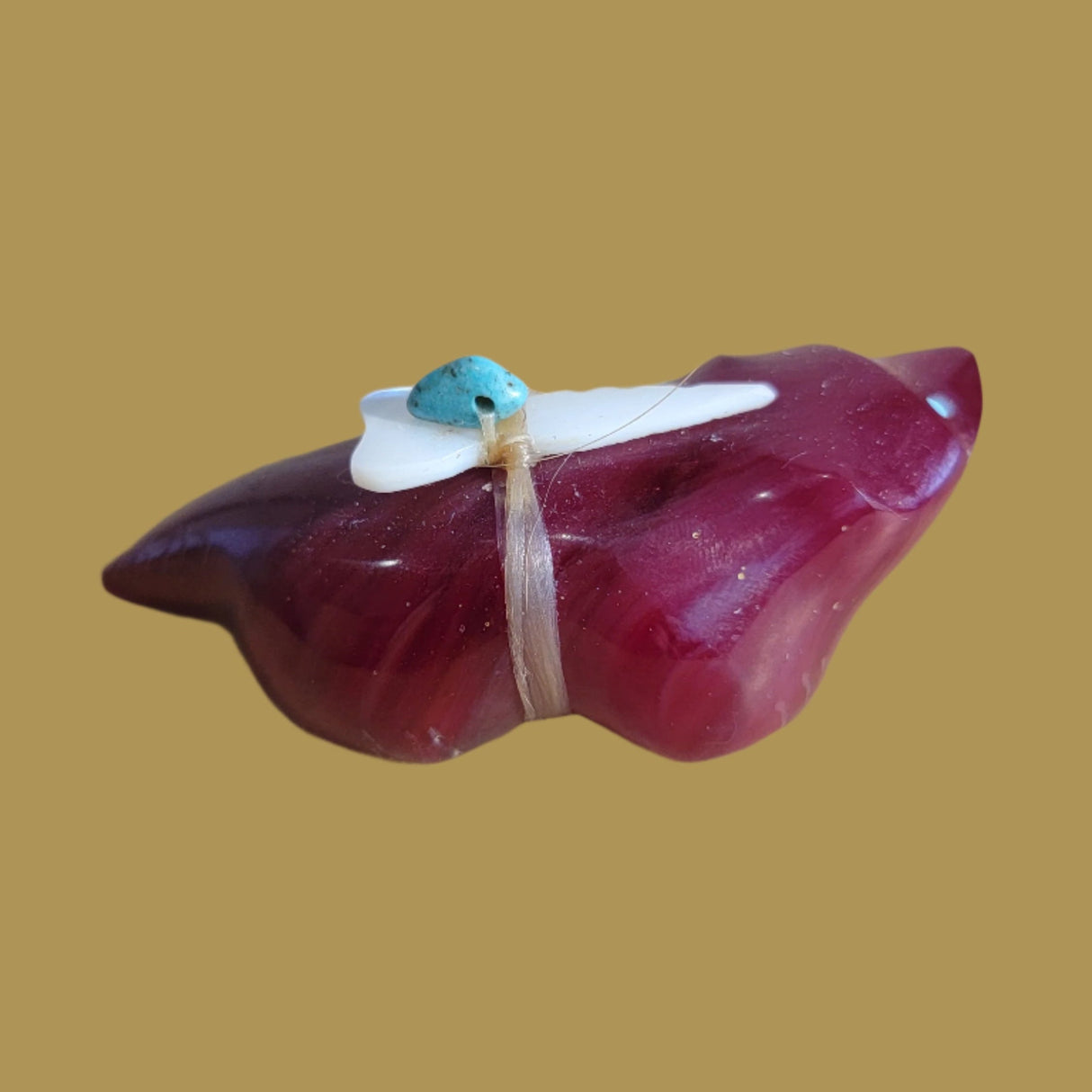 Beautiful Cranberry Slag Glass Zuni Fetish Badger
