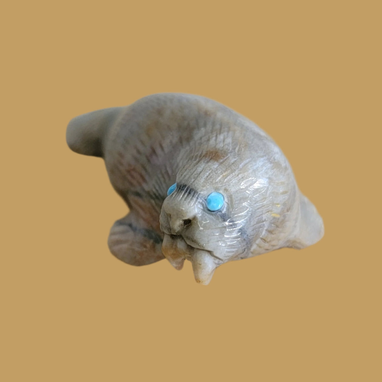 Picasso Marble Walrus w/ Tusks Zuni Fetish