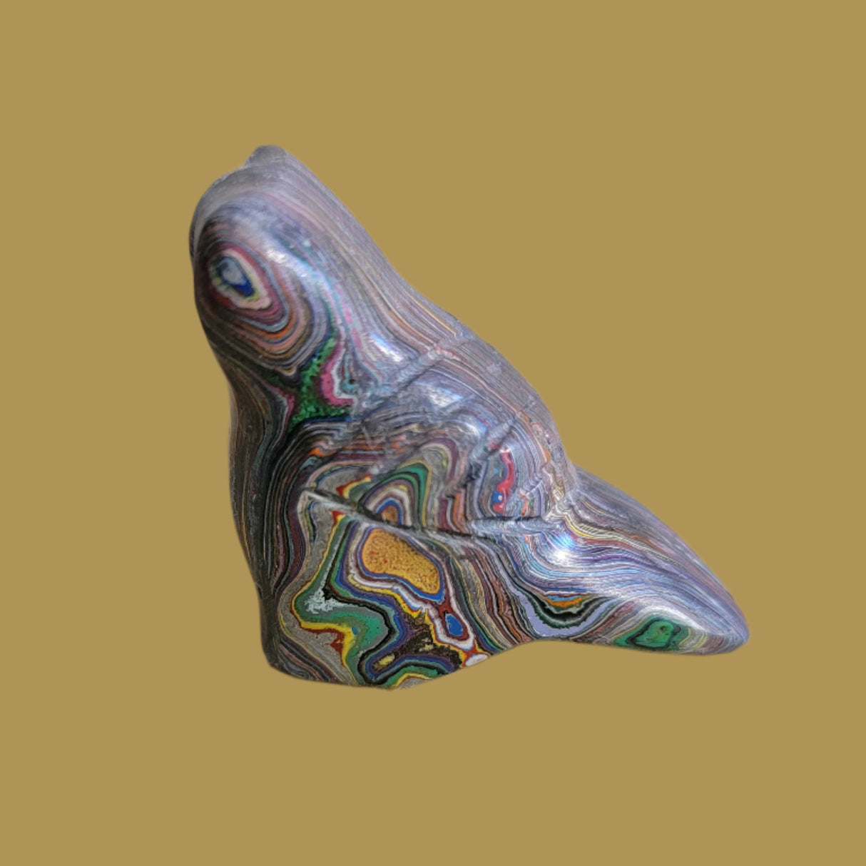 Fun Fordite Owl Pocket Fetish Zuni Fetish