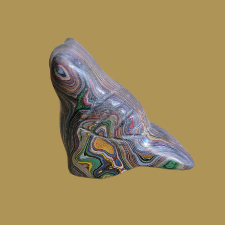 Fun Fordite Owl Pocket Fetish Zuni Fetish