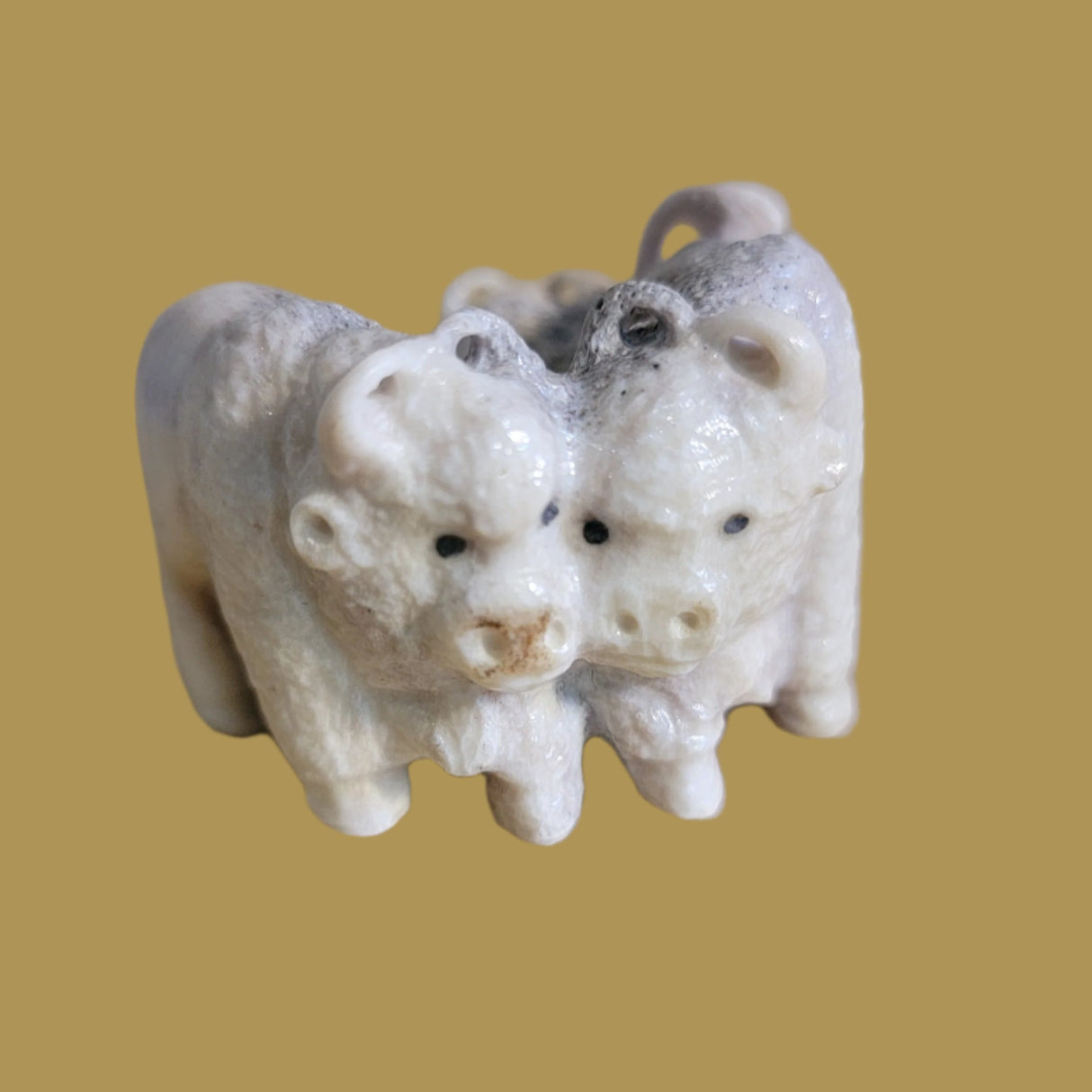 Triple Antler Bison/Buffalo Family Zuni Fetish