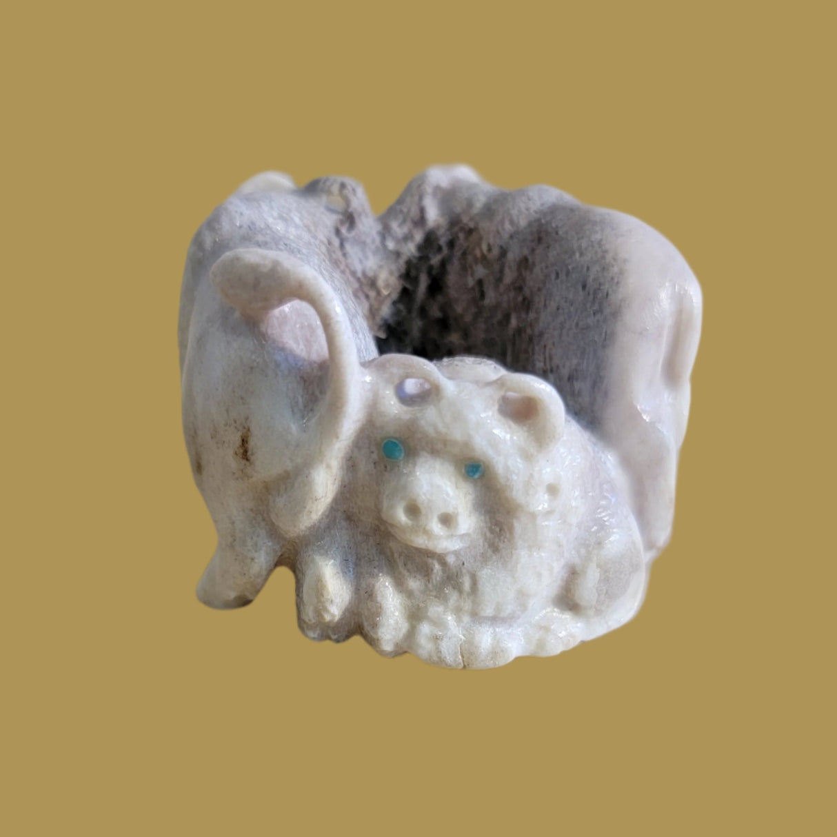 Triple Antler Bison/Buffalo Family Zuni Fetish