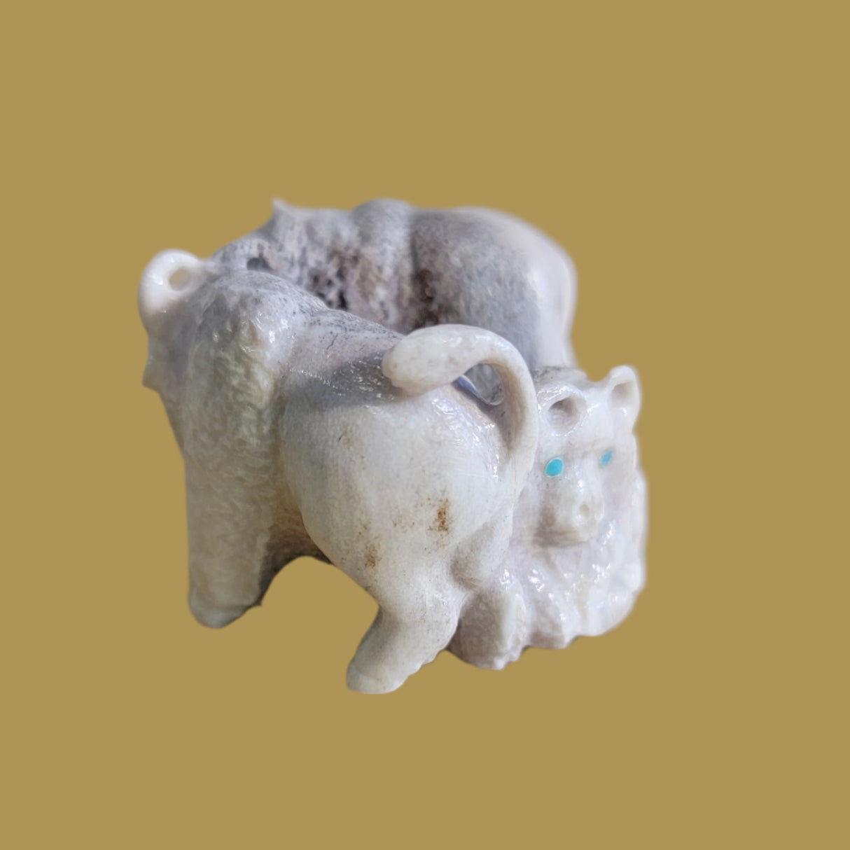 Triple Antler Bison/Buffalo Family Zuni Fetish