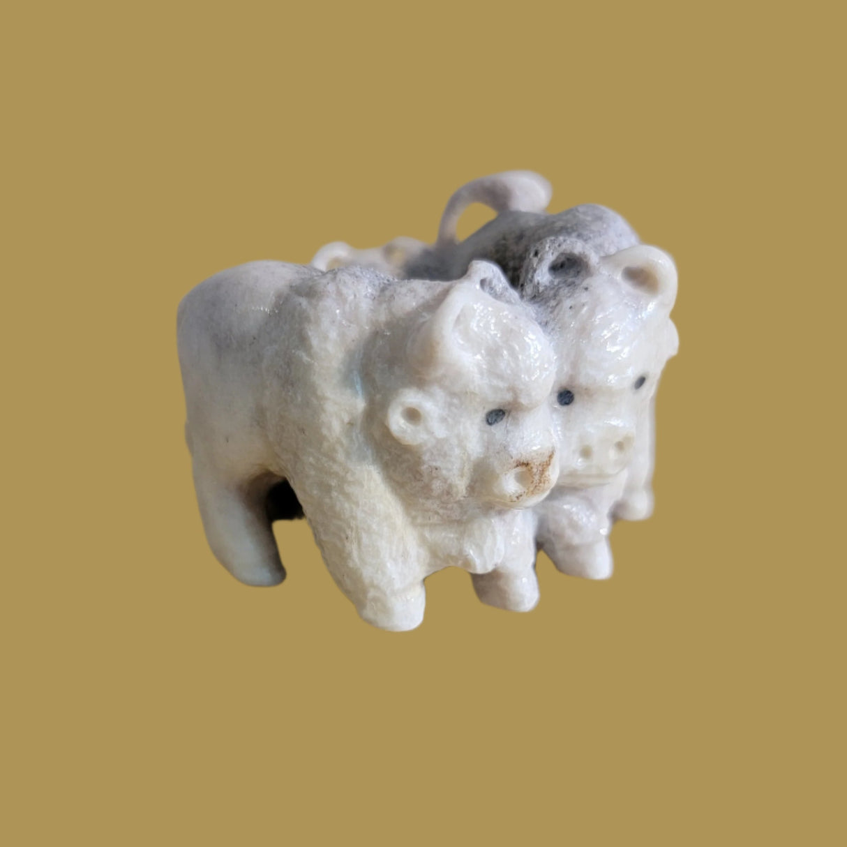 Triple Antler Bison/Buffalo Family Zuni Fetish