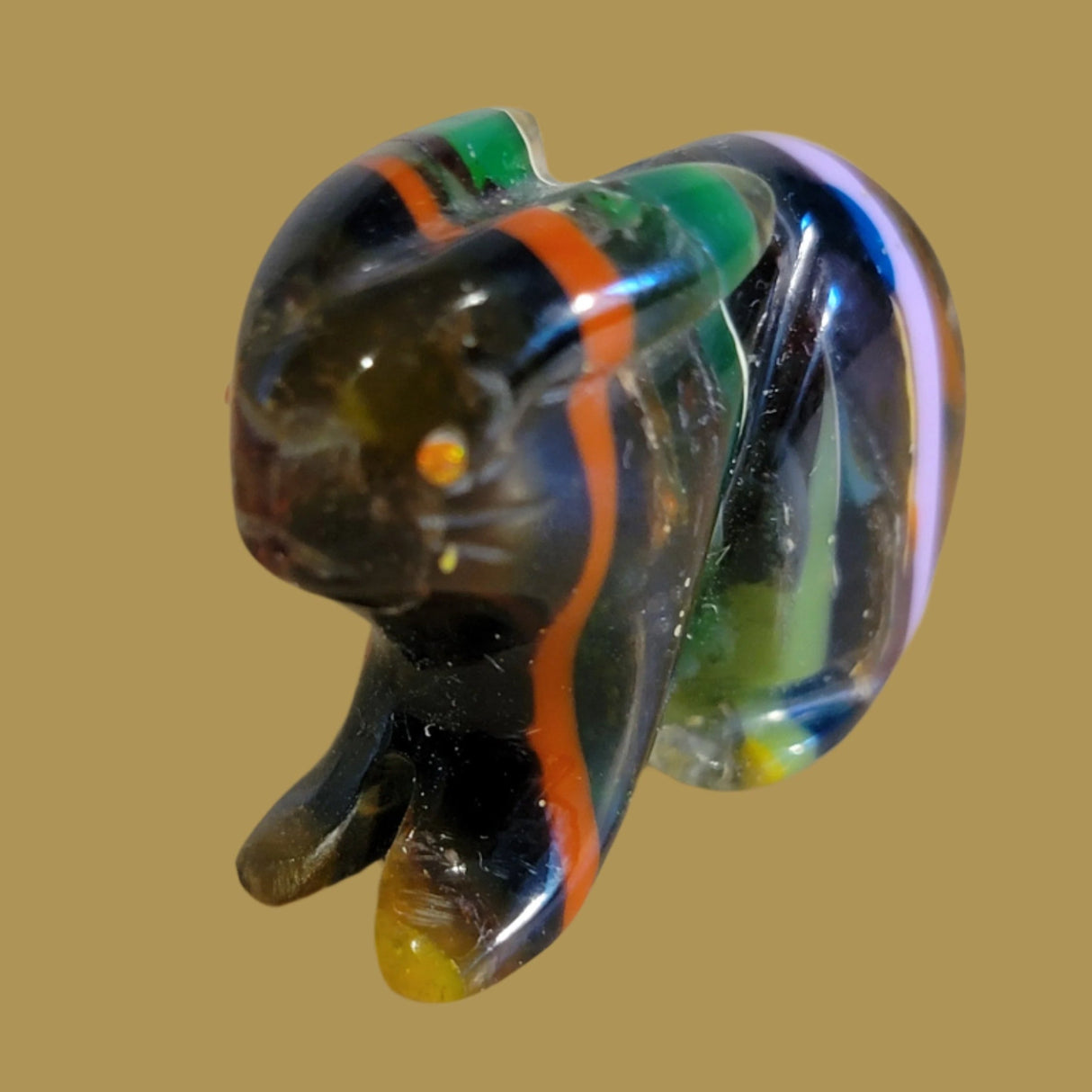 Colorful Surfite Bunny Rabbit w/ Orange Opal Eyes Zuni Fetish