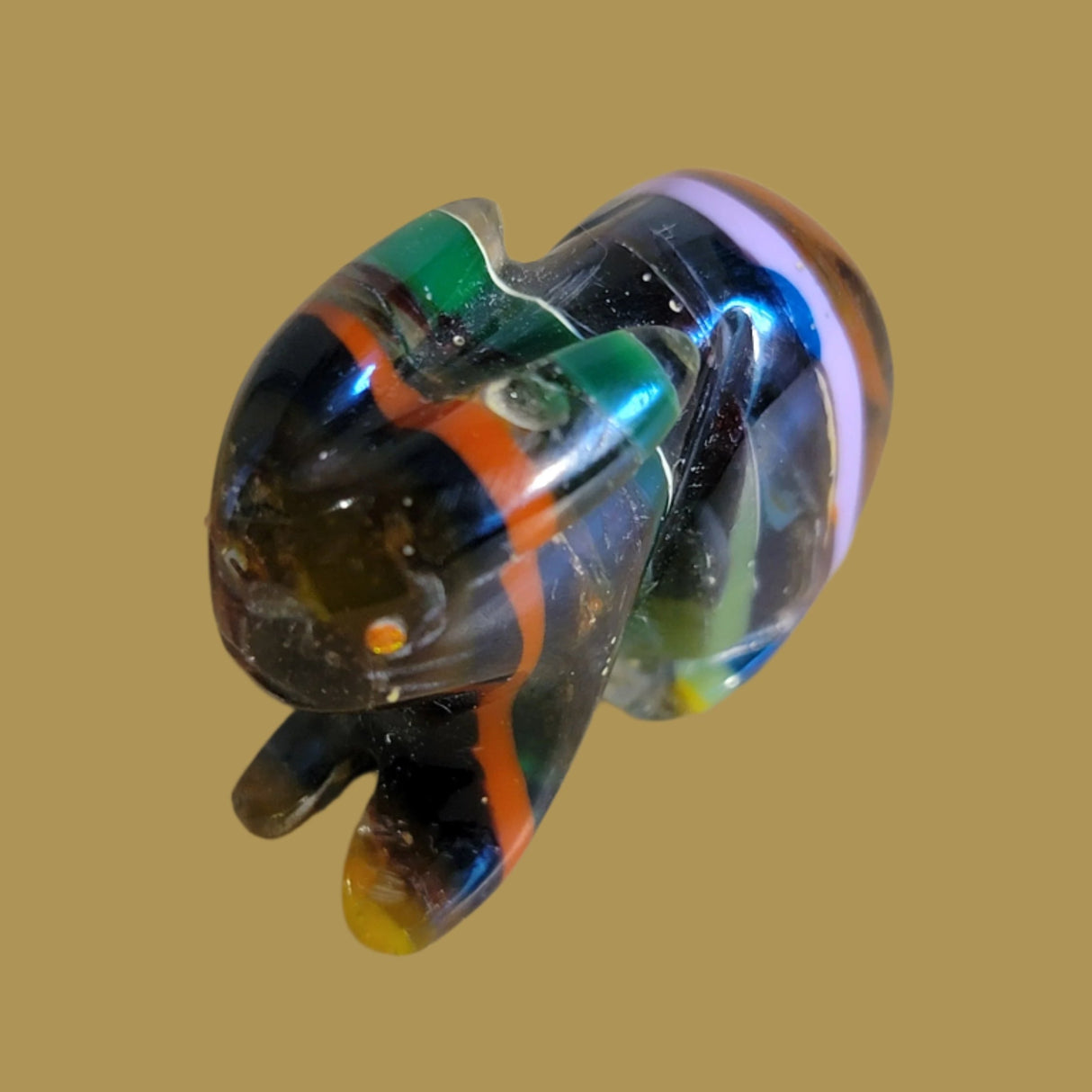 Colorful Surfite Bunny Rabbit w/ Orange Opal Eyes Zuni Fetish