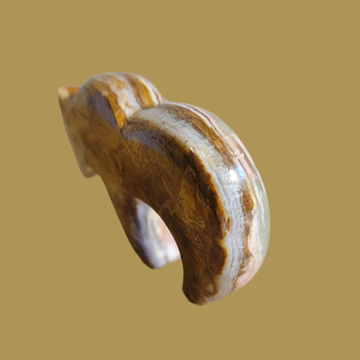 Streamlined Onyx Grizzly Bear w/Heartline Zuni Fetish