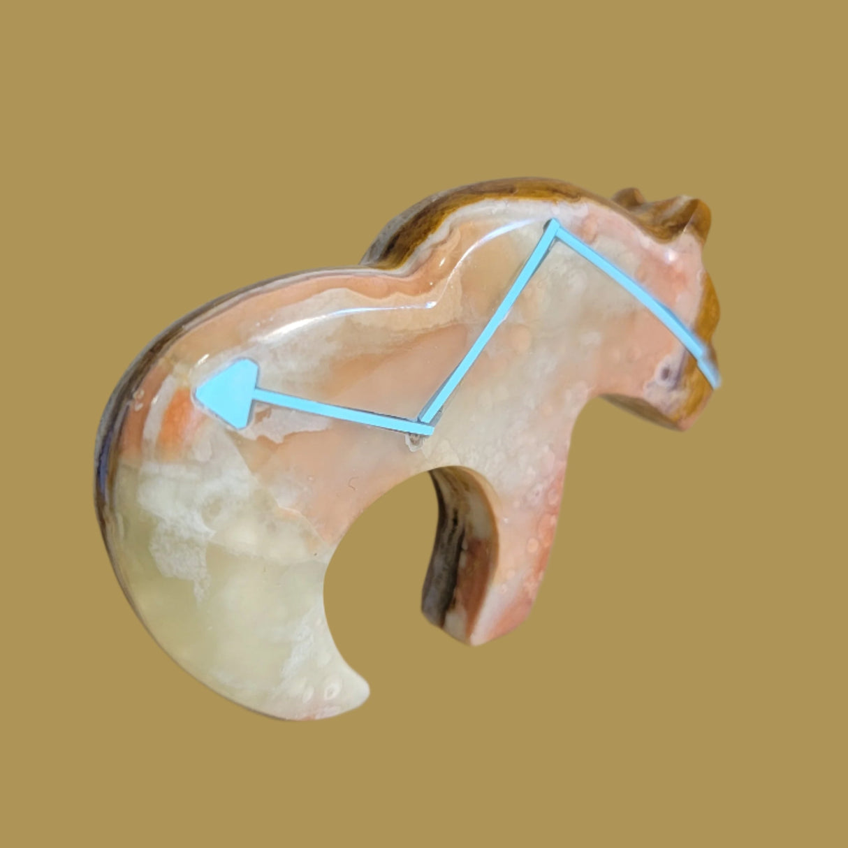 Streamlined Onyx Grizzly Bear w/Heartline Zuni Fetish