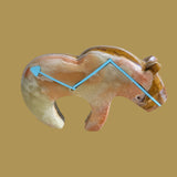 Streamlined Onyx Grizzly Bear w/Heartline Zuni Fetish