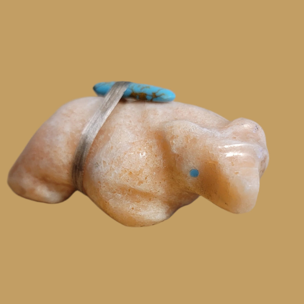 Peach Alabaster Walking Bear Zuni Fetish