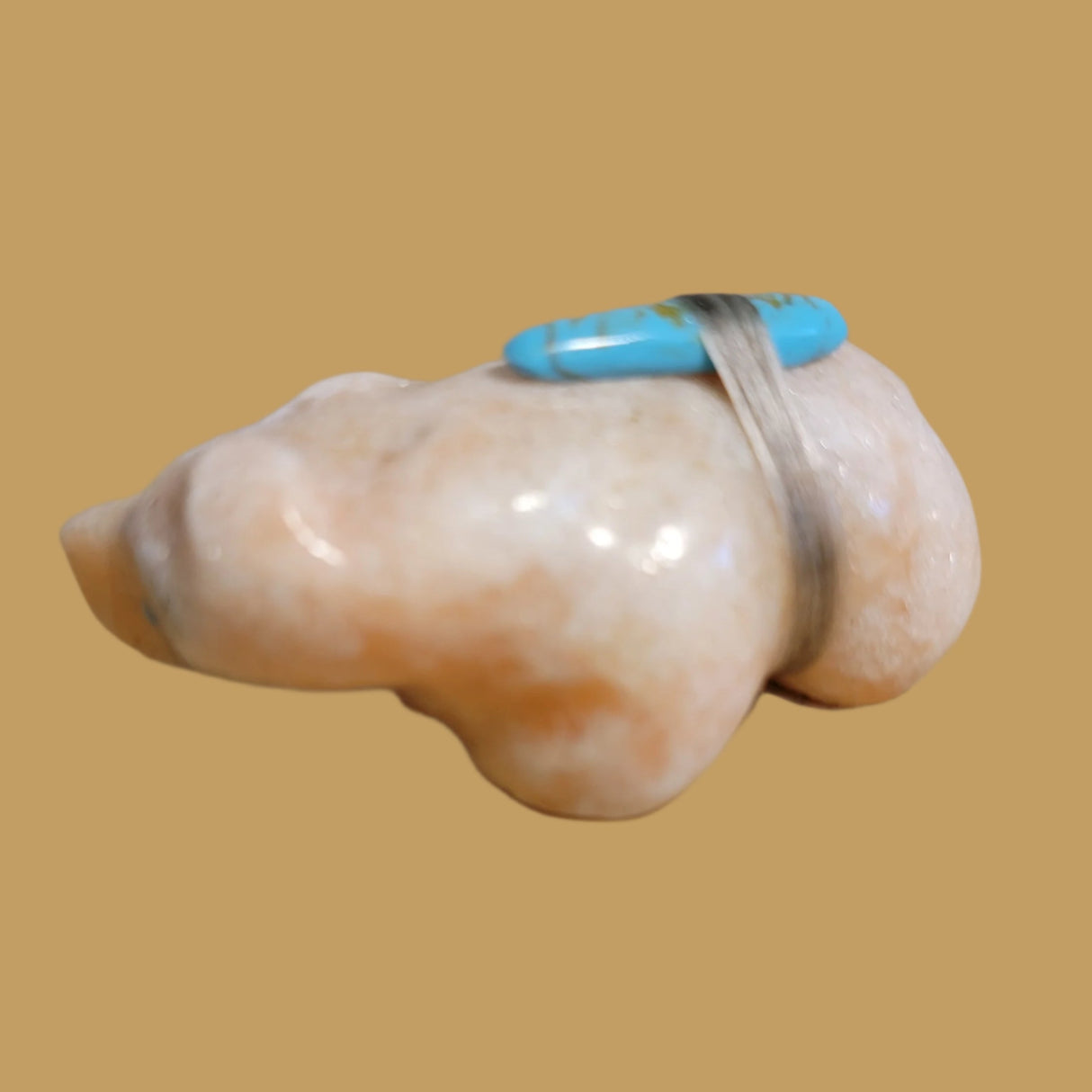 Peach Alabaster Walking Bear Zuni Fetish