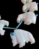 Thirteen Total White Bison/Buffalo Zuni Fetish Necklace and Earrings Set Indian Jewelry