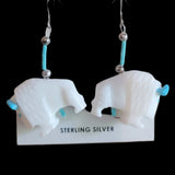 Thirteen Total White Bison/Buffalo Zuni Fetish Necklace and Earrings Set Indian Jewelry