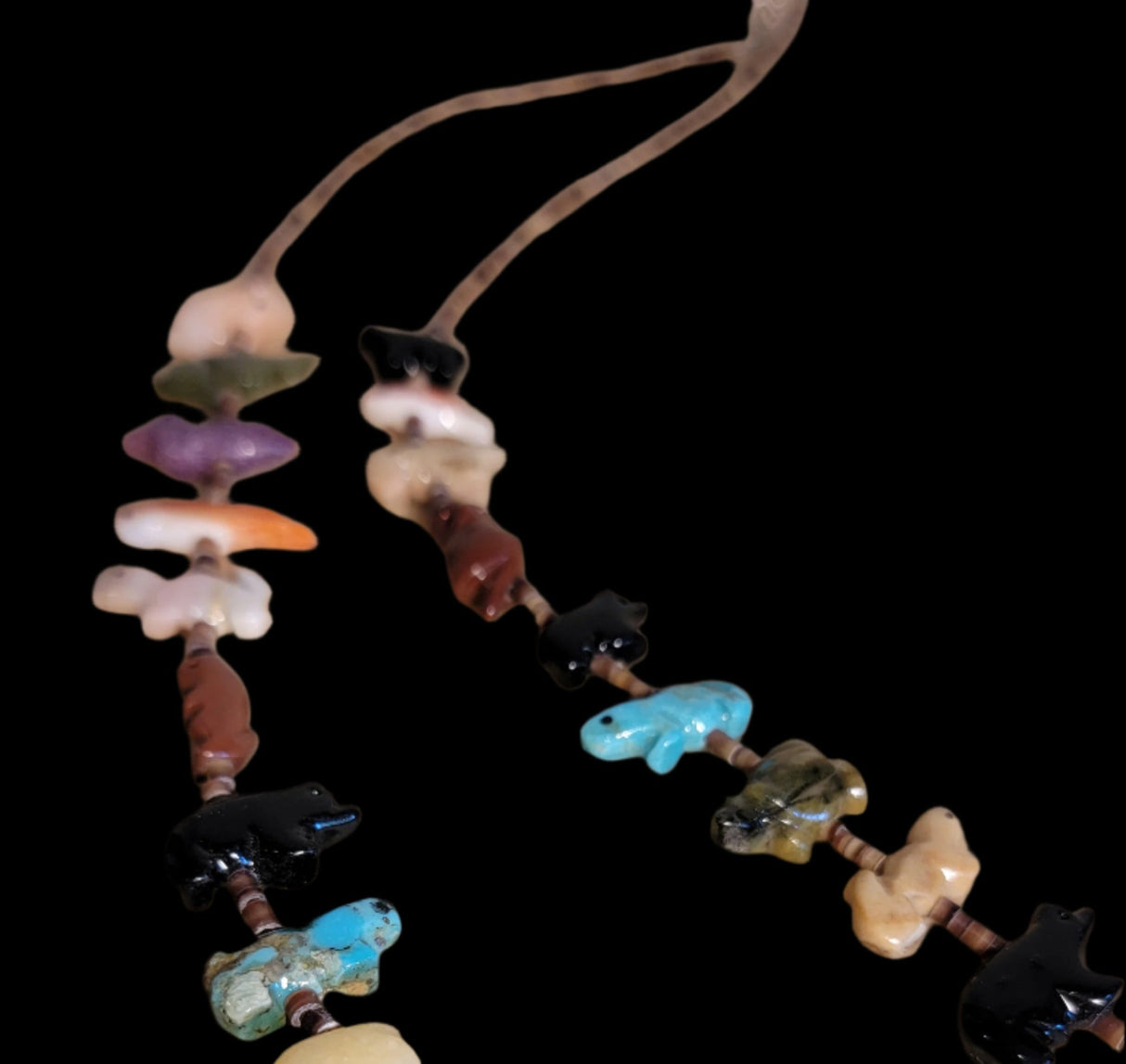 Almost Stacked Navajo Zuni Fetish Necklace w/ 33 Fetish Carvings Indian Jewelry