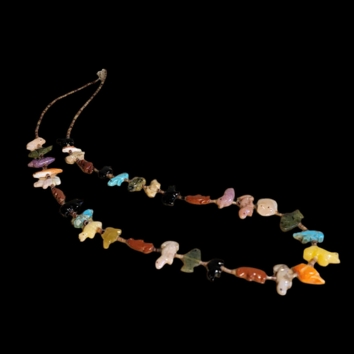 Almost Stacked Navajo Zuni Fetish Necklace w/ 33 Fetish Carvings Indian Jewelry