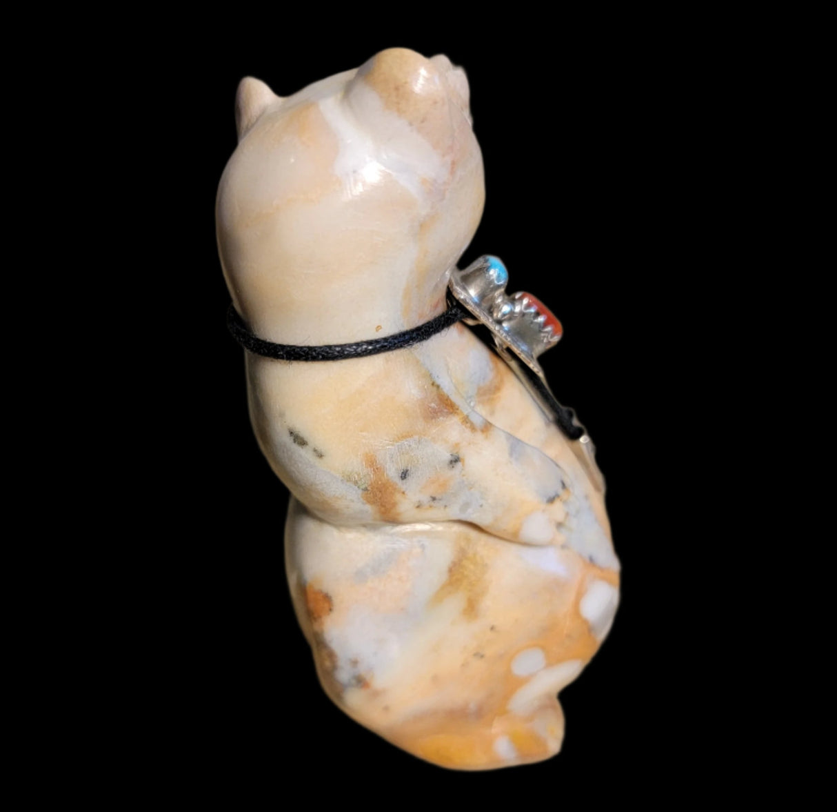 Chubby And Happy Tijillite Bear w/ Sterling Bolo Zuni Fetish