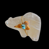 Selenite Mountain Lion w/Side Offering Zuni Fetish