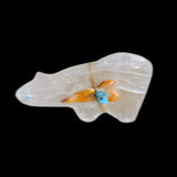 Selenite Mountain Lion w/Side Offering Zuni Fetish