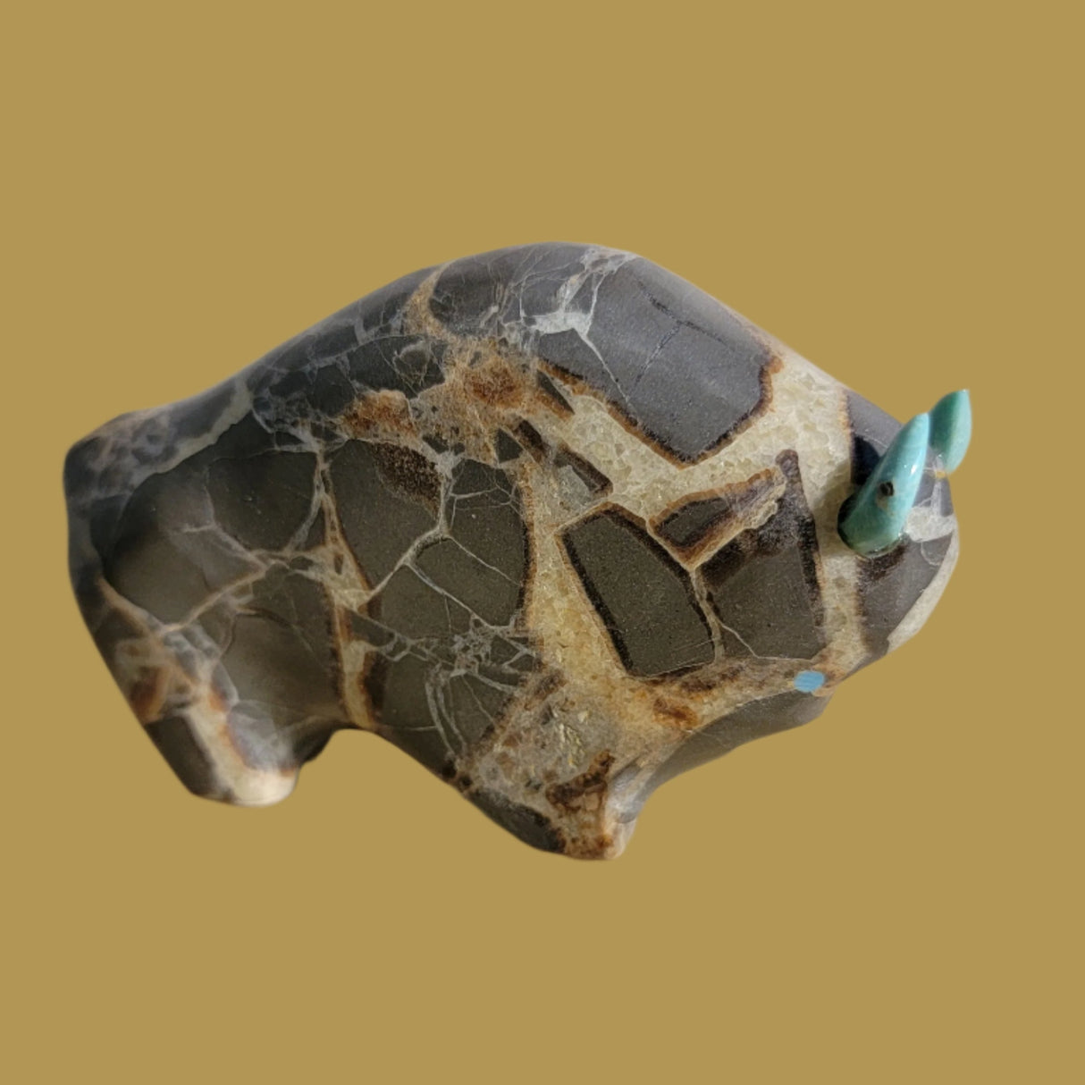 Large Septarian Nodule/ Utah Geode Bison/Buffalo Zuni Fetish