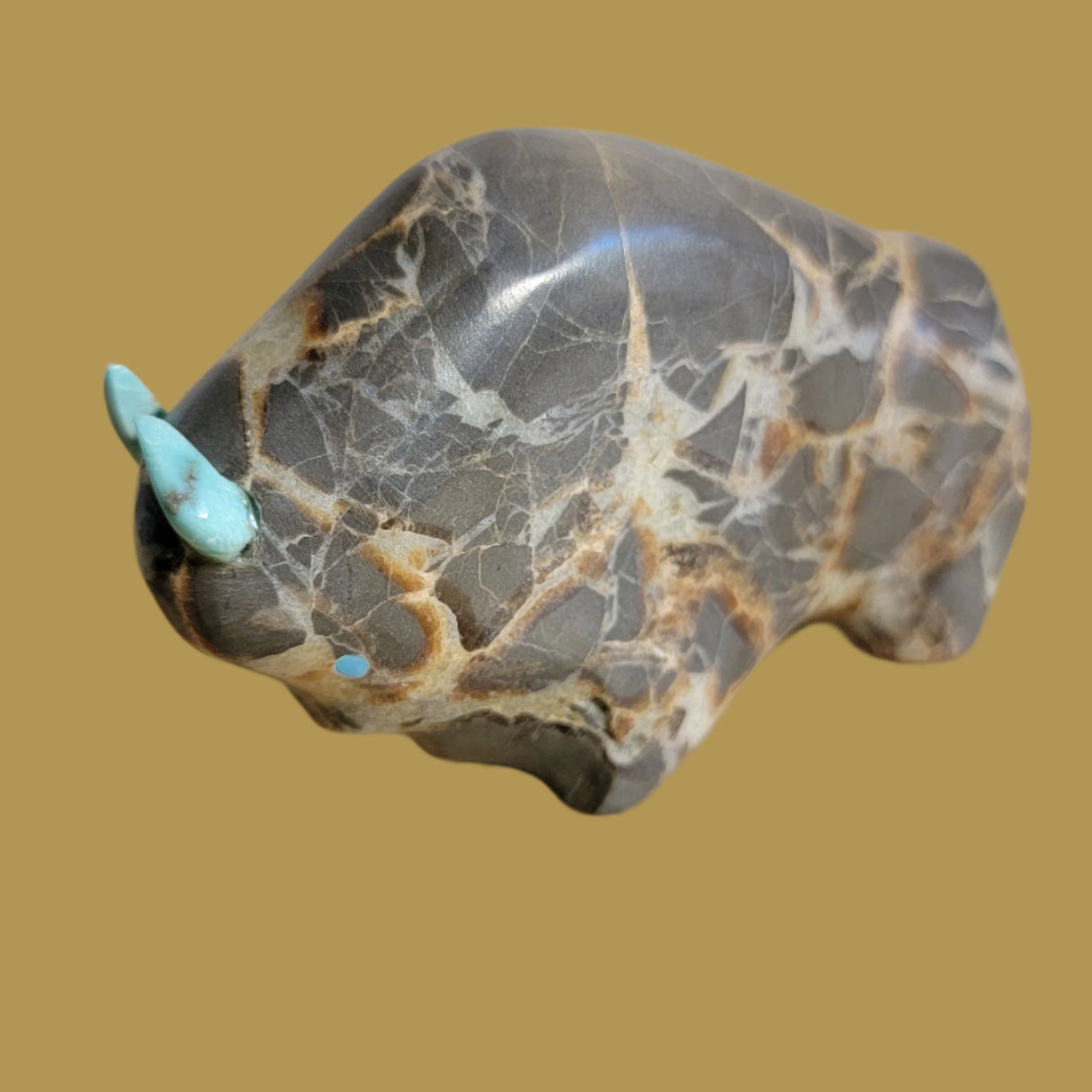 Large Septarian Nodule/ Utah Geode Bison/Buffalo Zuni Fetish