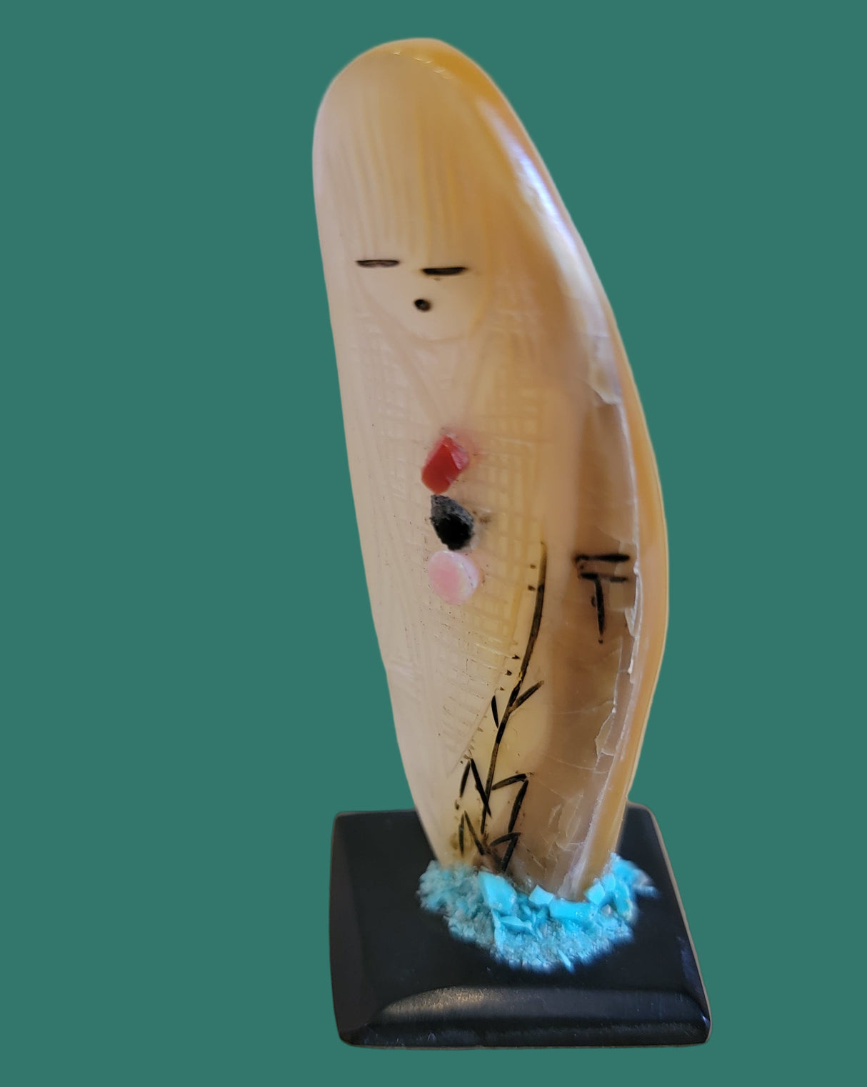 Gold Lip/ Mother of Pearl Double Sided Zuni Corn Maiden Zuni Fetish