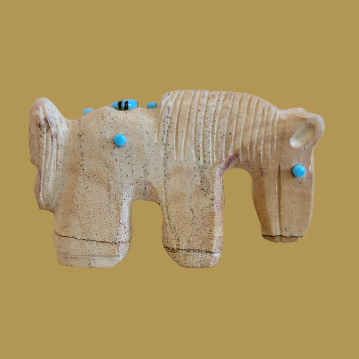 Picture Stone Jasper Healing Horse w/Zuni Sun Zuni Fetish