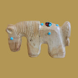 Picture Stone Jasper Healing Horse w/Zuni Sun Zuni Fetish