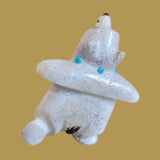 Right Footed Antler Balancing Bear w/Turquoise Necklace Zuni Fetish