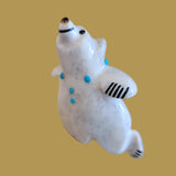 Right Footed Antler Balancing Bear w/Turquoise Necklace Zuni Fetish