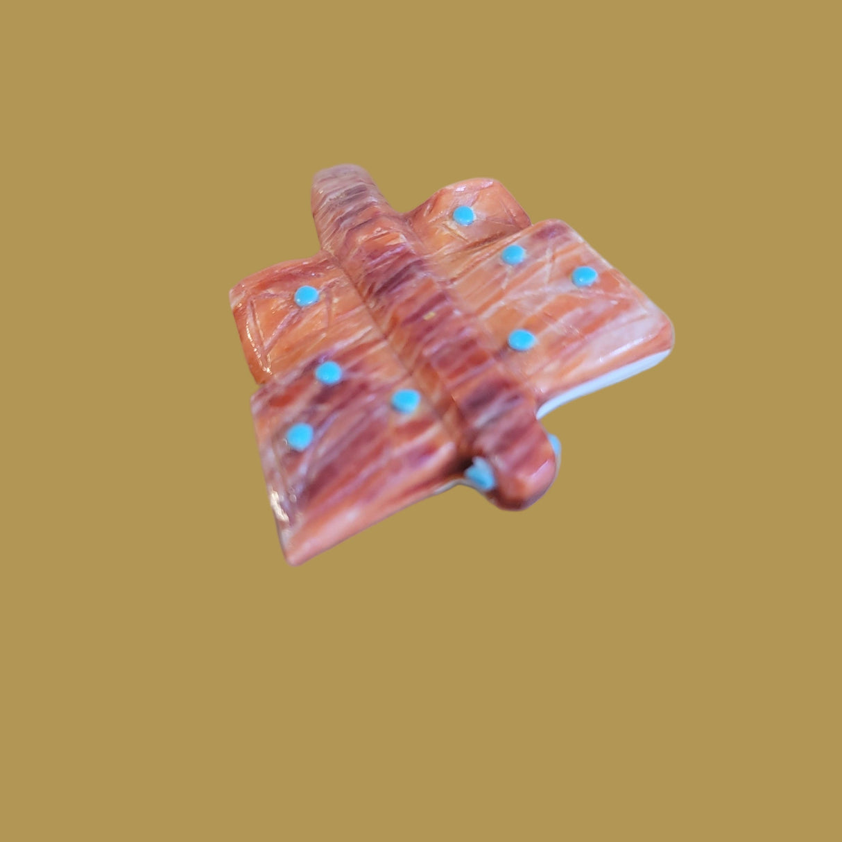 Brilliant Orange Spiny Oyster Dragonfly Zuni Fetish