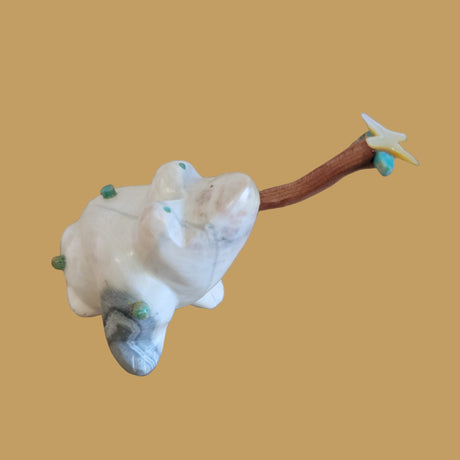 Serpentine Frog w/Long Wooden Tongue Catching Dragonfly Zuni Fetish