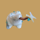 Serpentine Frog w/Long Wooden Tongue Catching Dragonfly Zuni Fetish