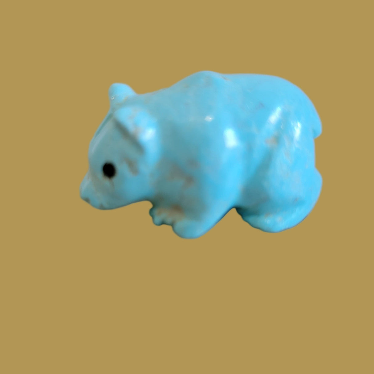 Natural Fox Turquoise Navajo Grizzly Bear Cub Zuni Fetish