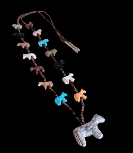 Single Strand 15 Total Navajo Horses Zuni Fetish Necklace